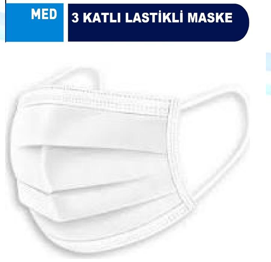 MED-4000 3 KATLI LASTİKLİ MASKE
